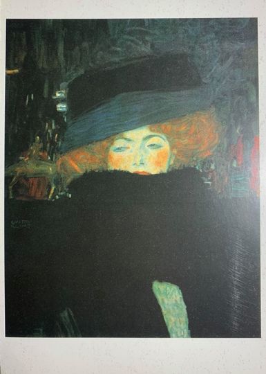 Discover 1992 original taschen postcard print, gustav klimt 'lady with hat and feather boa' painted 1909