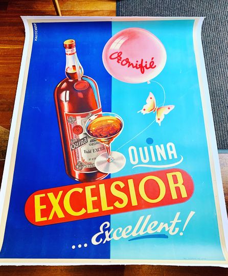 Discover EXCELSIOR QUINA (Large) Original vintage poster 1950s linen backed