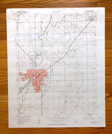 Discover Antique Newton, Kansas 1957 US Geological Survey Topographic Map  Harvey County, Walton, Highland, McGraw, Pleasant, Sand Creek, KS