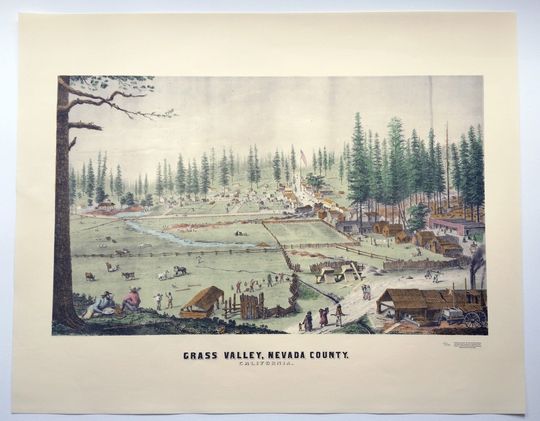 Discover Vintage Grass Valley, California Poster (early depiction) - Printed Lithograph in 1980 by Harold Berliner