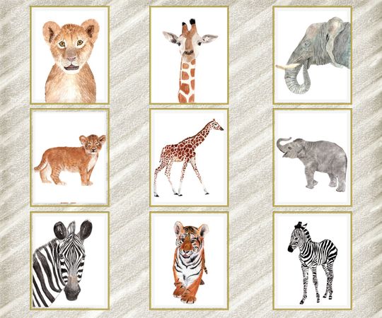 Discover Printable Watercolor Safari Animal Art for Nursery