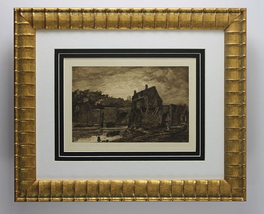 Discover 1800s THOMAS GIRTIN Framed Etching "Bridgnorth" Gallery Framed SIGNED Certificate of Authenticity