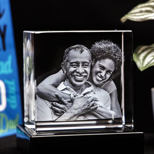 Discover 3D Laser Gifts Personalized Fathers Day Gift, Custom Engraved Art, Home Decor, Laser Etched Print, Gift for Him | 3D Photo Crystal Square