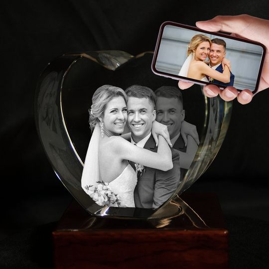 Discover 3D Laser Gifts Custom Wedding Portrait, Personalized Gift, Mother of the Bride, Housewarming Gift, Gift for Her | 3D Photo Crystal Heart