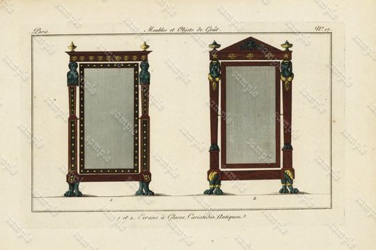 Discover Original Hand Colored Furniture Engraving - Antique Art