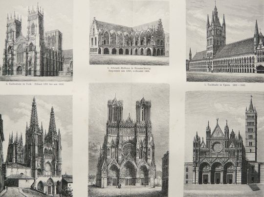 Discover 1897 Antique print of GOTHIC ARCHITECTURE. Gothic Art. Middle Ages Architecture. 126 years old engraving.