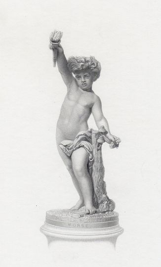 Discover Antonio Rossetti 1800s Antique Engraving "Young Boy with a Torch & Morse Plate"  Custom FRAMED Gallery Certficiate
