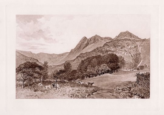 Discover WILLIAM HULL 1800s Framed Signed  Antique Print "Blea Tarn Valley" Certificate of Authenticity