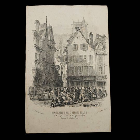 Discover Antique Lithograph Print of the old City of Paris in the 1800s with ND Cathedral - Journal des Demoiselles - Imp. Thierry fs Cite
