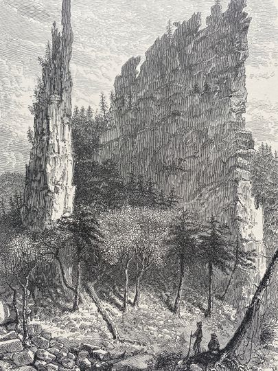 Discover 1895 Karrs Pinnacles, near Petersburg, West Virginia Original Antique Engraving - Mounted and Matted - Available Framed