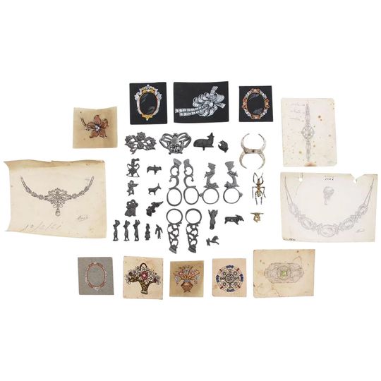 Discover Vintage Portfolio Set of a Jewelry Designer, Original Drawings, Lead Animals