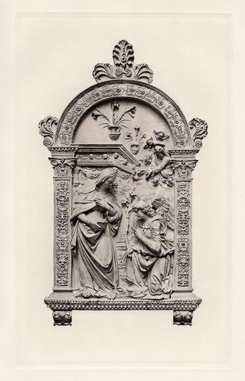 Discover LUCA DELLA ROBBIA 1800s Antique Print "Annunciation of Our Lady" Custom Framed Gallery Certificate