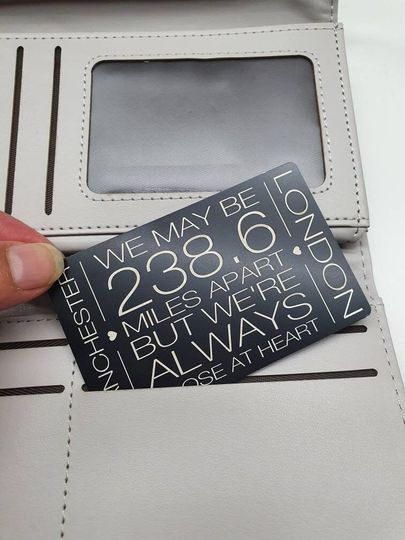 Discover Personalised engraved wallet card, long distance gift, lockdown ideas, custom gift for loved ones, isolation present, valentine's day