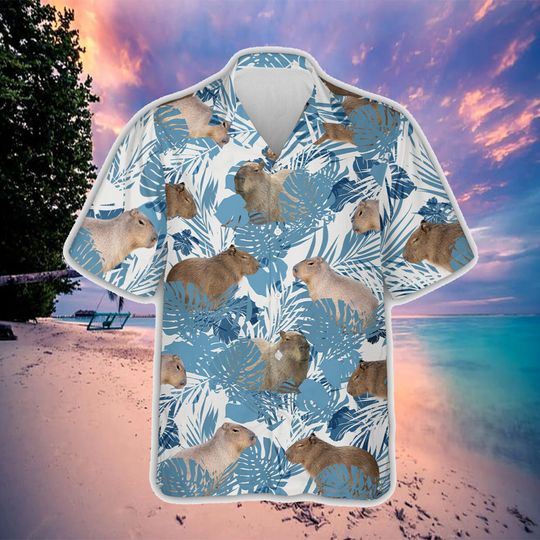 Discover Capybara Hawaii Shirt, Tropical Leaf Summer Beach Hawaiian Shirt