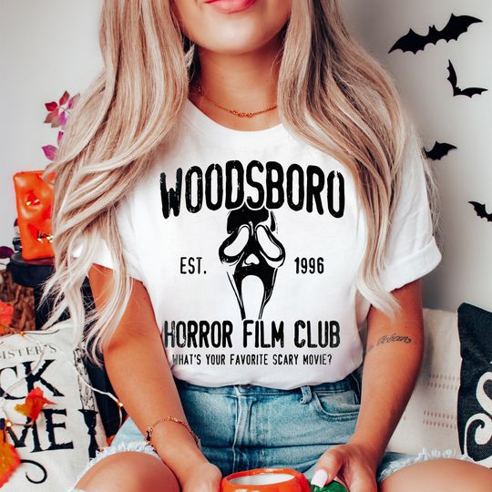Discover Woodsboro Horror Film Club Shirt, Favorite Scary Movie Shirt