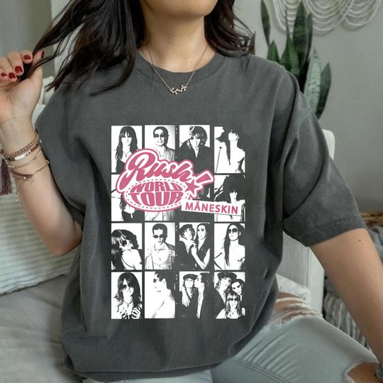 Discover Vintage 2023 Maneskin Rush! World Tour T-Shirt, Mneskin Band Shirt