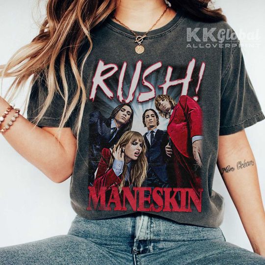 Discover Vintage 2023 Maneskin Rush! World Tour T-Shirt, Mneskin Band Shirt