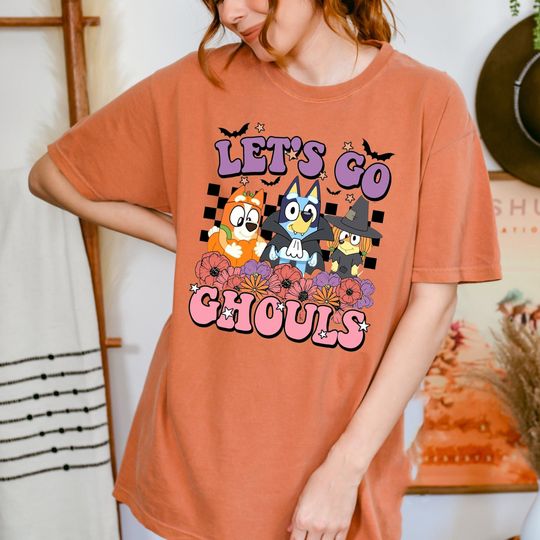 Discover BlueyDad Let Go Ghouls Halloween Shirt, BlueyDad Birthday Matching Shirt
