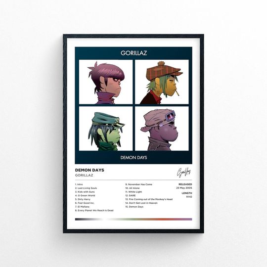 Discover Gorillaz Album Cover Poster, Demon Days Album Poster