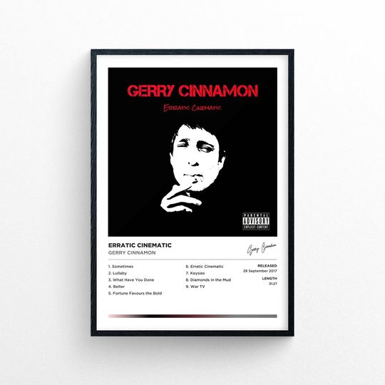 Discover Gerry Cinnamon Album Cover Poster, Erratic Cinematic Album Poster
