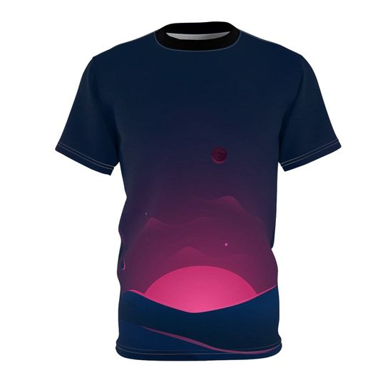 Discover Cosmic Serenity: Capture the Beauty of a Sunset on a alpha century Planet with our T-Shirt