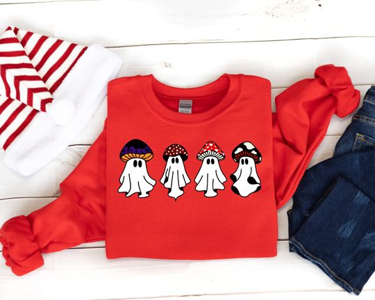 Discover Funny Ghost Sweatshirt, Halloween Shirt, Magic Mushroom Sweatshirt