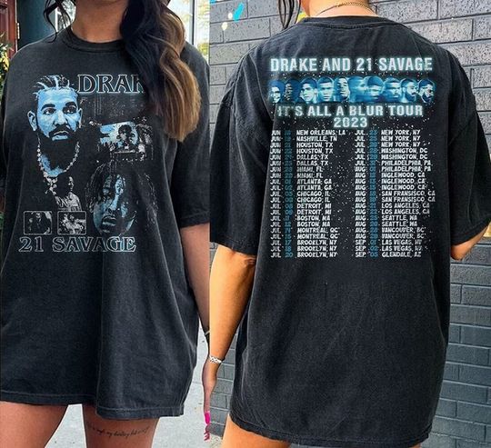 Discover Vintage Drake 21 Savage Tour Rescheduled Shirt, Drake It's All A Blur Tour 2023 Shirt
