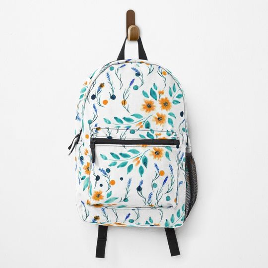 Discover A Memory Of The Garden - Cadmium Orange & Turquoise & Lavender Backpack