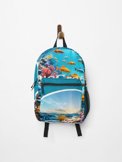 Discover Serenity Beneath the Waves Sticker | Backpack
