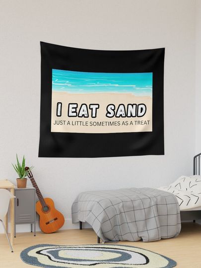 Discover I Eat Sand Beach Quote Just a little Meme Waves Shore | Tapestry
