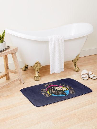 Discover LGBTQ Queer and Fearless, Lion with Pansexual Flag | Bath Mat