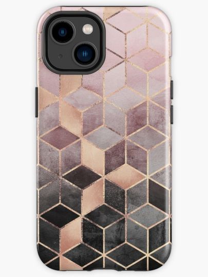 Discover Pink And Grey Gradient Cubes | iPhone Case