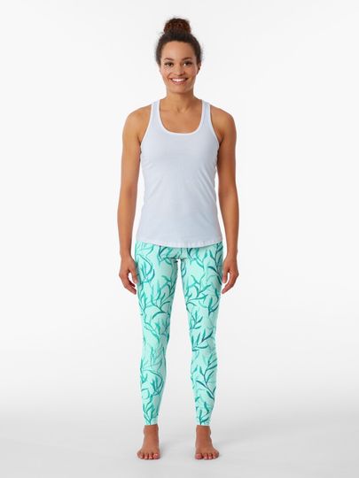 Discover Willow Leaves - Green and Blue | Leggings