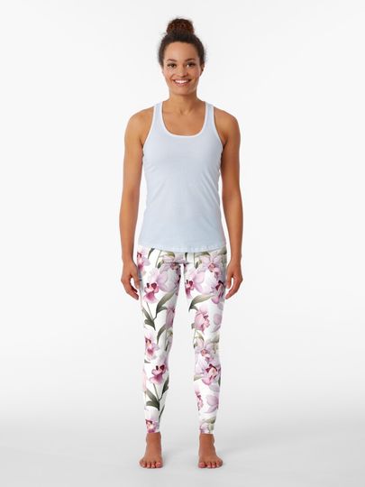 Discover Watercolor Orchid Pattern 11 | Leggings