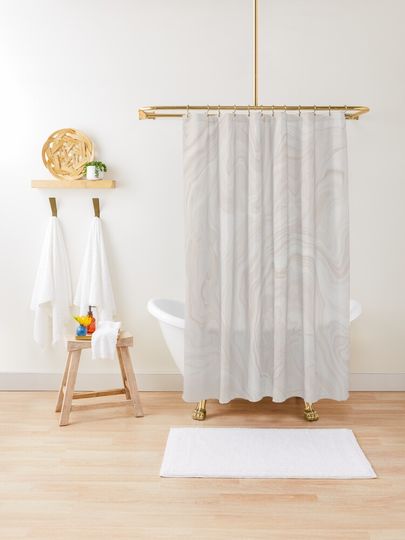 Discover Abstract Minimalist Marble Effect Design, Liquid Effect Pattern, Marble Inspired Art | Shower Curtain