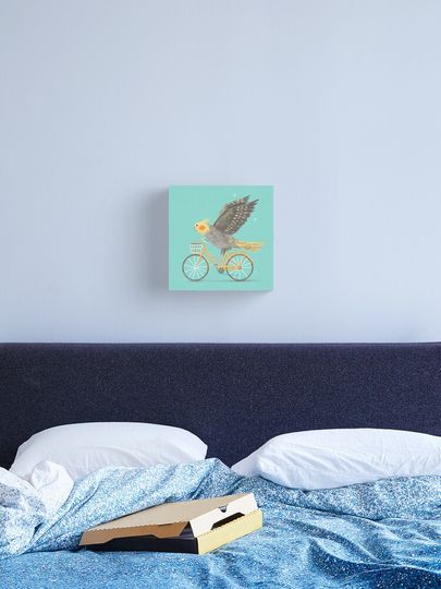 Discover Cockatiel on a Bicycle  | Canvas Print