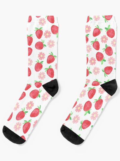 Discover Strawberry floral pattern | Socks