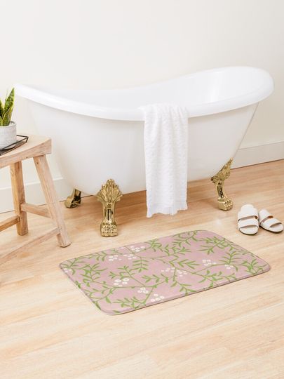 Discover Twigs with berries [pale pink] | Bath Mat