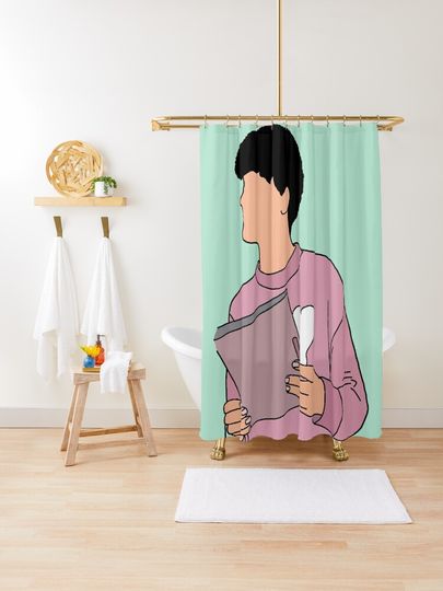 Discover Heartstopper - Charlie in pink sweatshirt with a heart | Shower Curtain