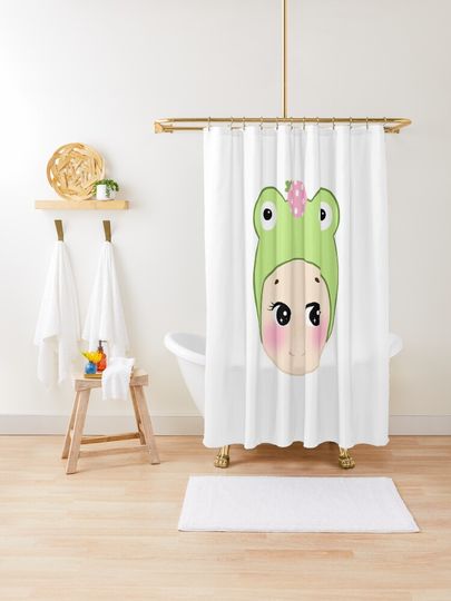 Discover Kawaii Strawberry Frog Sonny Angel | Shower Curtain