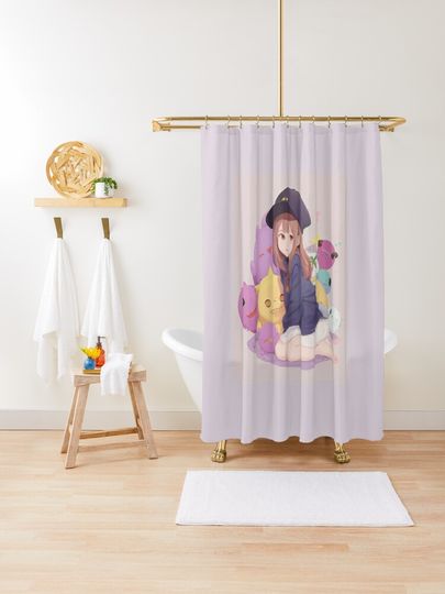 Discover Cute Girl with Plushies | Shower Curtain