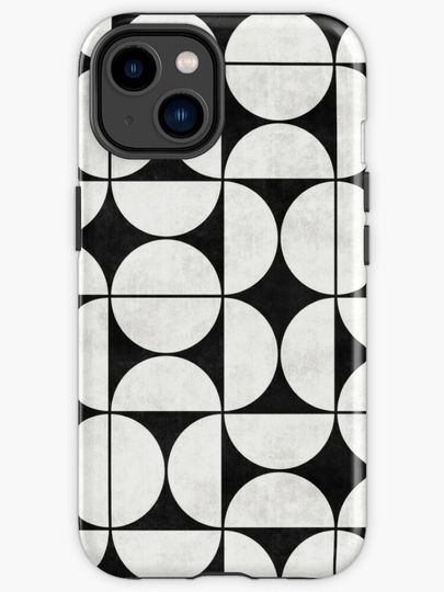 Discover Mid-Century Modern Pattern No.2 - Black and White Concrete | iPhone Case