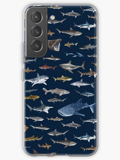 Discover SHARKS poster-navy blue | Samsung Galaxy Phone Case