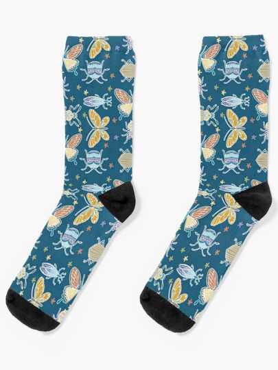 Discover Doodle Smart Bugs [dark] | Socks