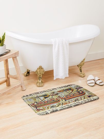 Discover THE BAYEUX TAPESTRY ,VIKING SHIPS | Bath Mat