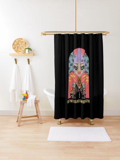 Discover Old and Inked Lady with Purple Hair  | Shower Curtain