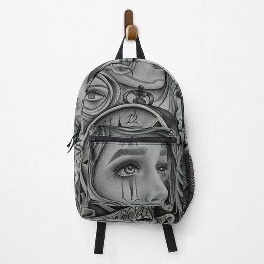 Discover Sad eyes chola clown, Chicano art, black and grey art Backpack