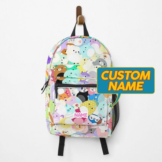 Discover Custom Name Squishmallows Backpack, Stuffed Animal Artwork Back Pack