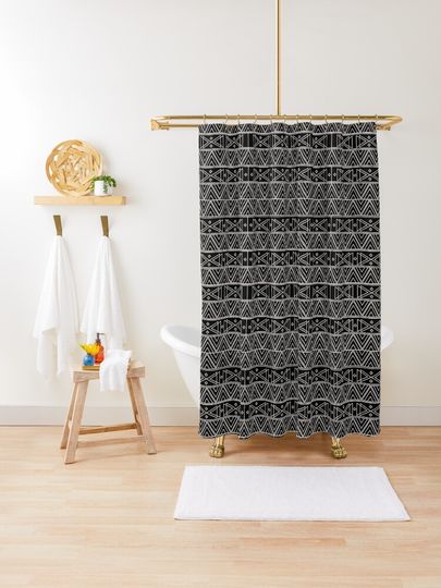 Discover Ndebele White Pattern | Shower Curtain