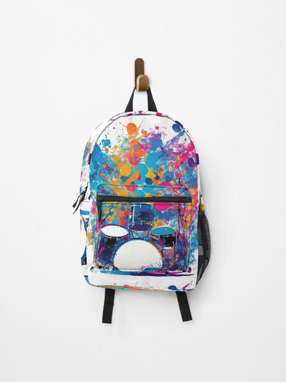 Discover Drums surrounded by energetic splashes of colors | Backpack